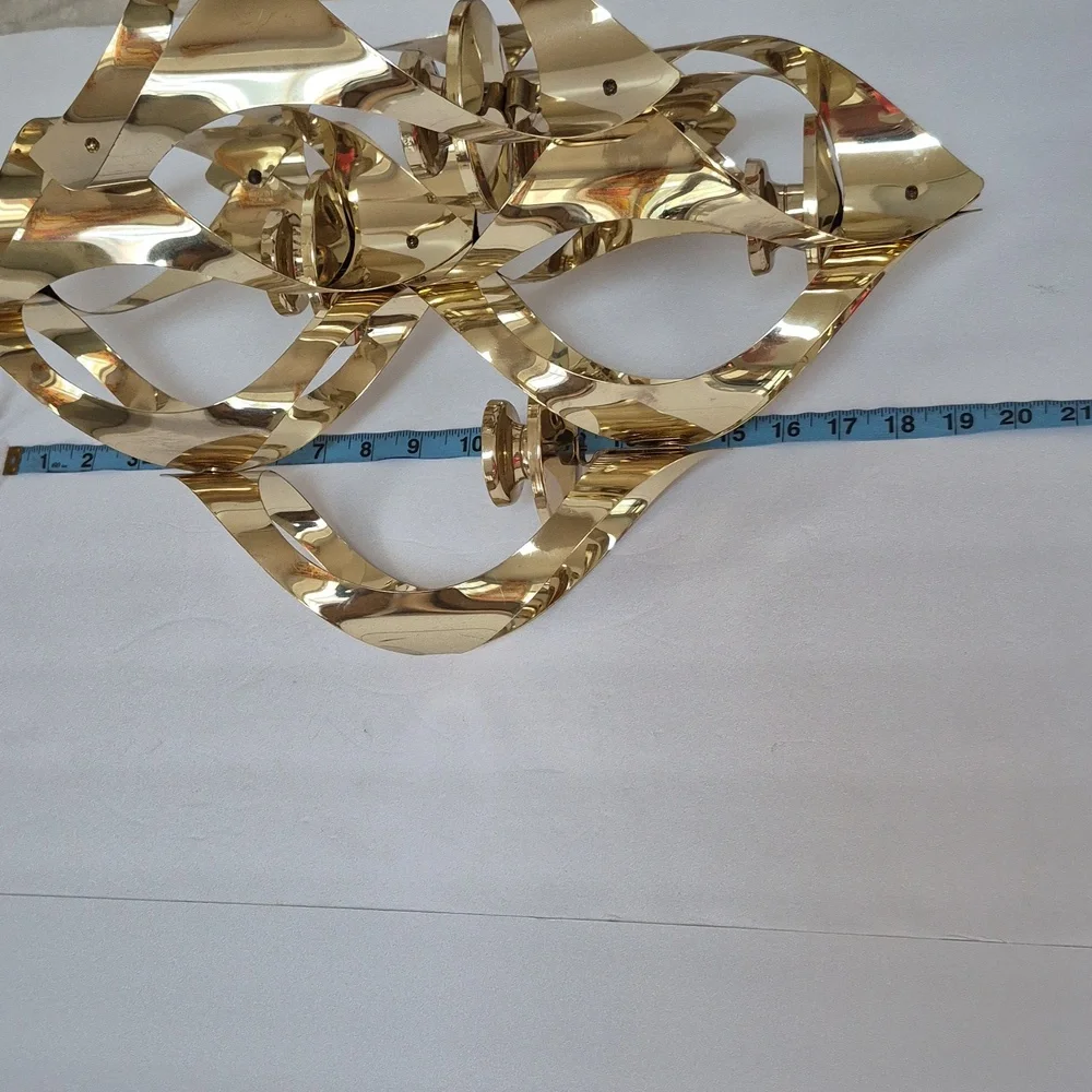 Large Vintage Mid Century Gold Brass Candle Holder Chandelier Mascot Regency